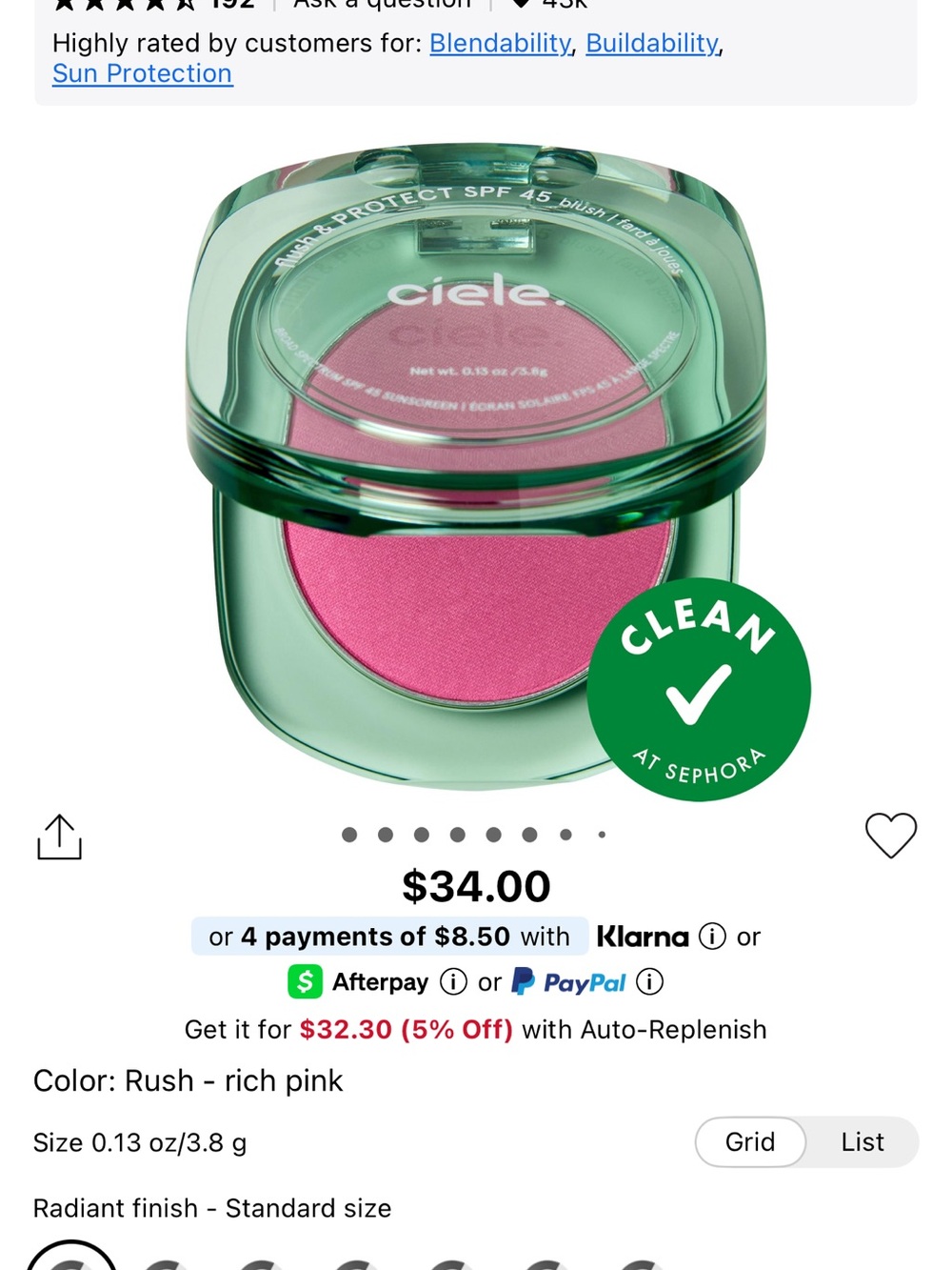 Ciele Rush Rich Pink Cream Blush - Hydrating Radiant Finish
